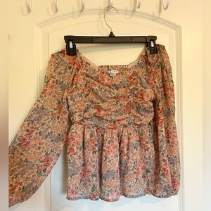 American Eagle Outfitters Floral peasant  Blouse - Pink and Green